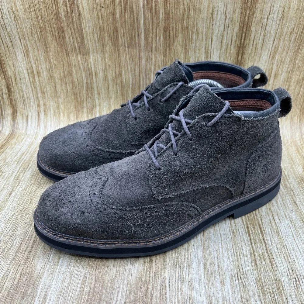 Timberland Squall Canyon Chukka Boots Men's 9 Grey Suede Wingtip Brogue A1SV4